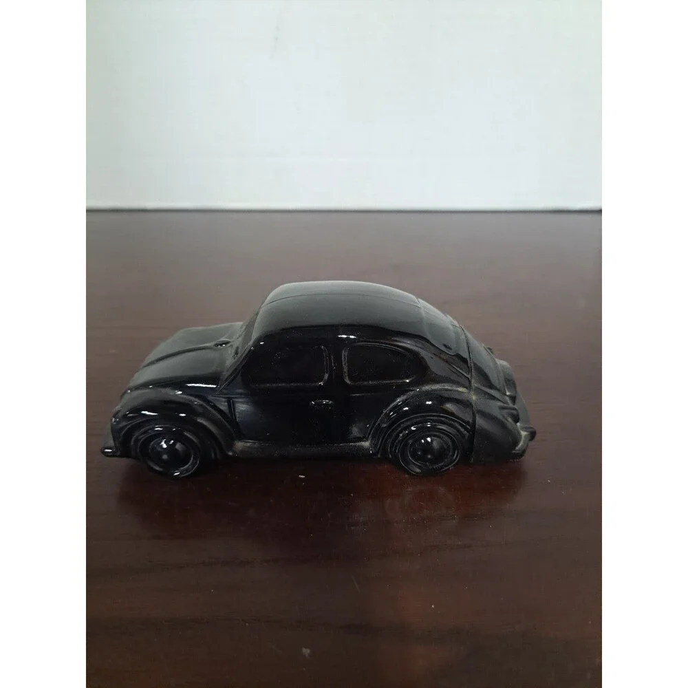 Vintage Black Volkswagen Bug Glass Avon Bottle - Empty
